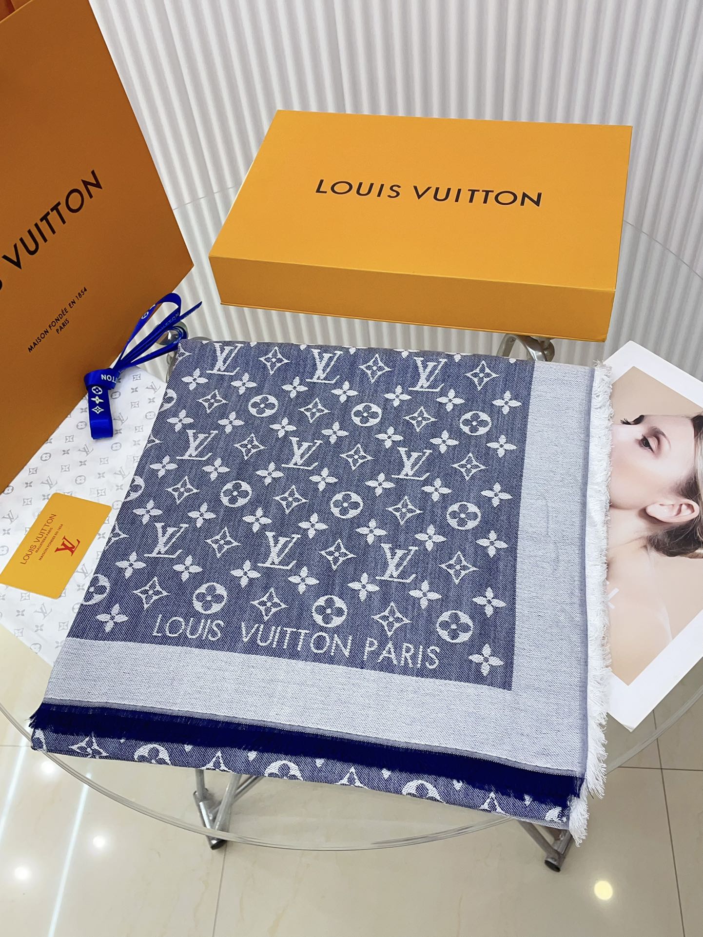 LV Monogram Denim Shawls M71376 Blue